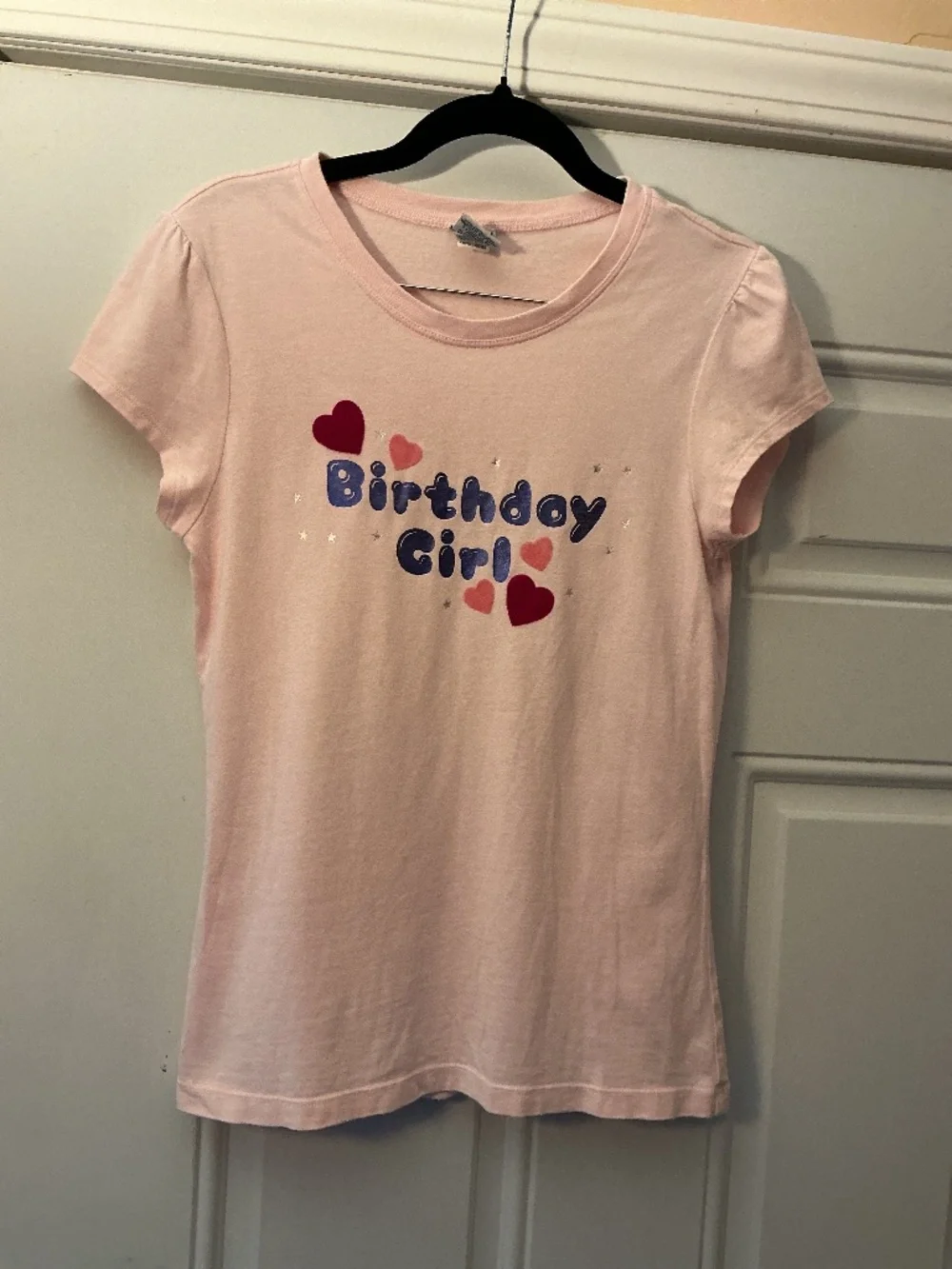 Girls Old Navy Pink BIRTHDAY GIRL Short Sleeve Heart Shirt Size XXL 🎂 💕